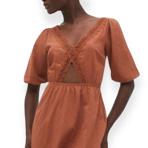 STRADIVARIUS | Camel | DRESS WITH CRISS-CROSS BACK - Picture 5 of 13